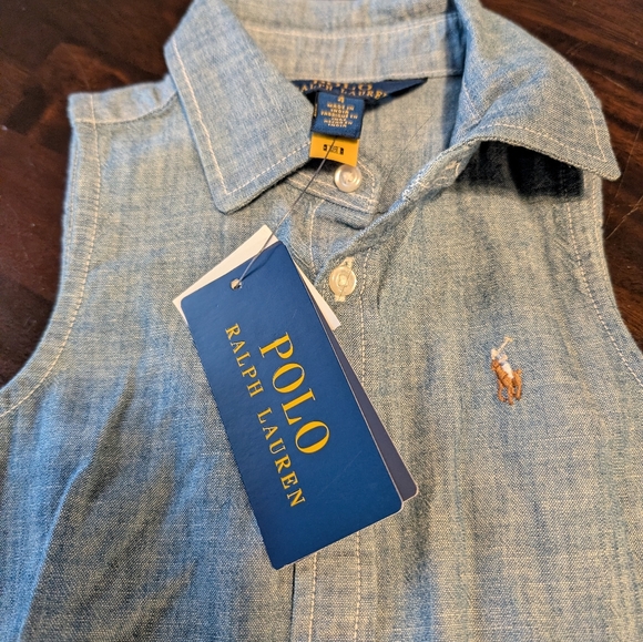 Polo Ralph Lauren Girls' Belted Chambray Shirt Dress - Size 4 - Picture 4 of 9